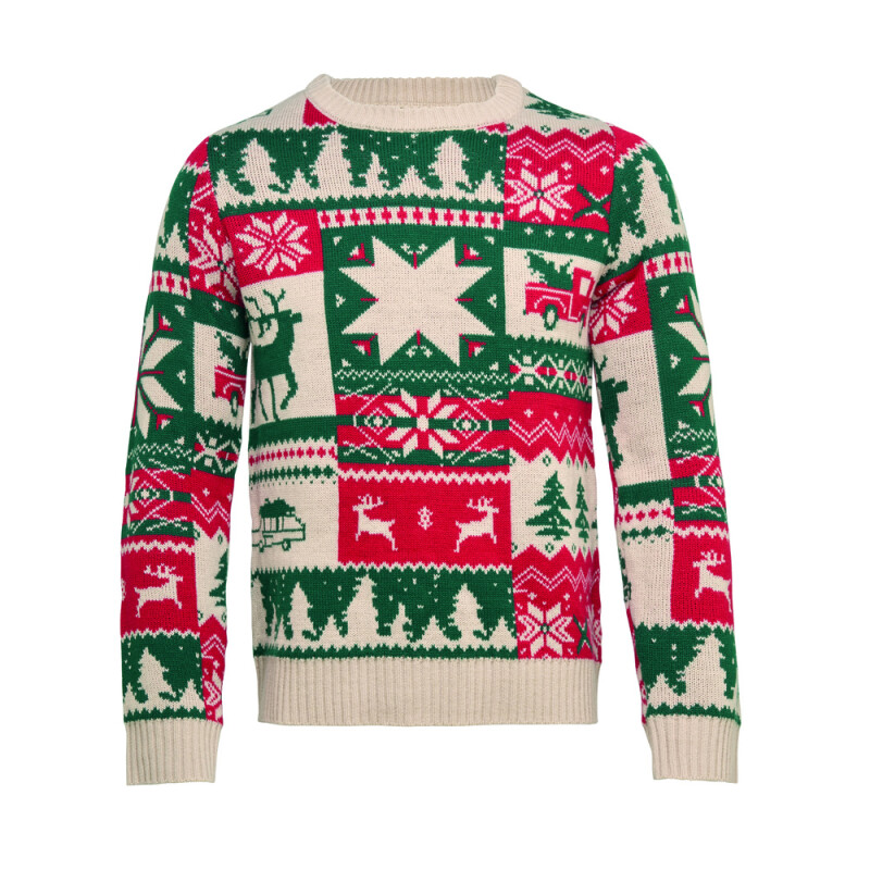 Vianočný pletený sveter v béžovej farbe (L-XL)