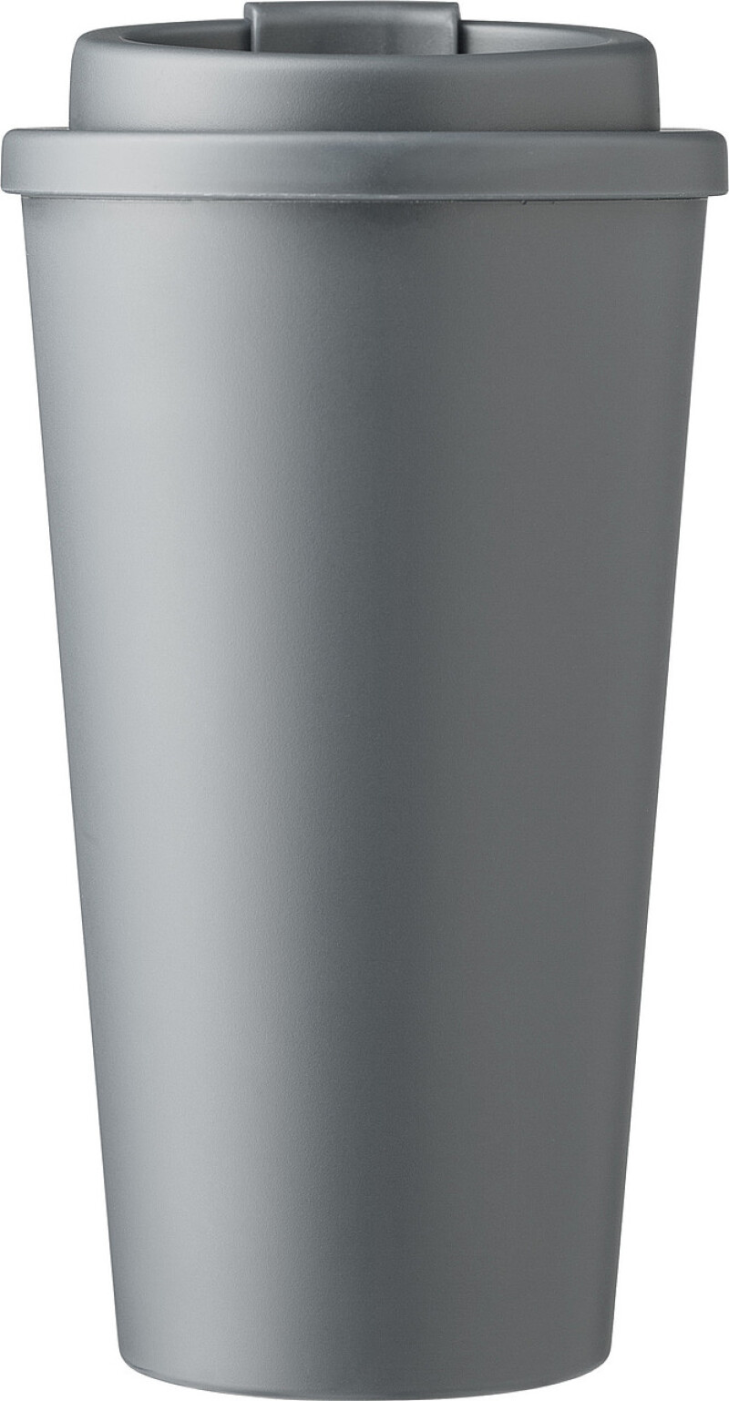 Plastový kelímek s víčkem na pití, 475ml, šedý
