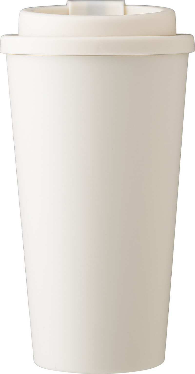 Plastový kelímek s víčkem na pití, 475ml, béžový