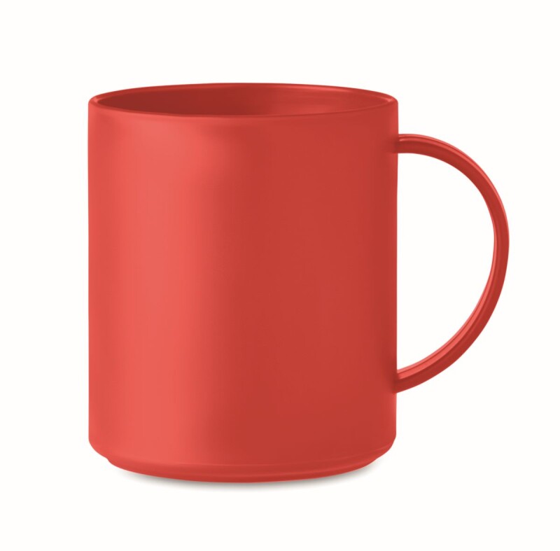 Rovný plastový hrnek, objem 300ml , červená