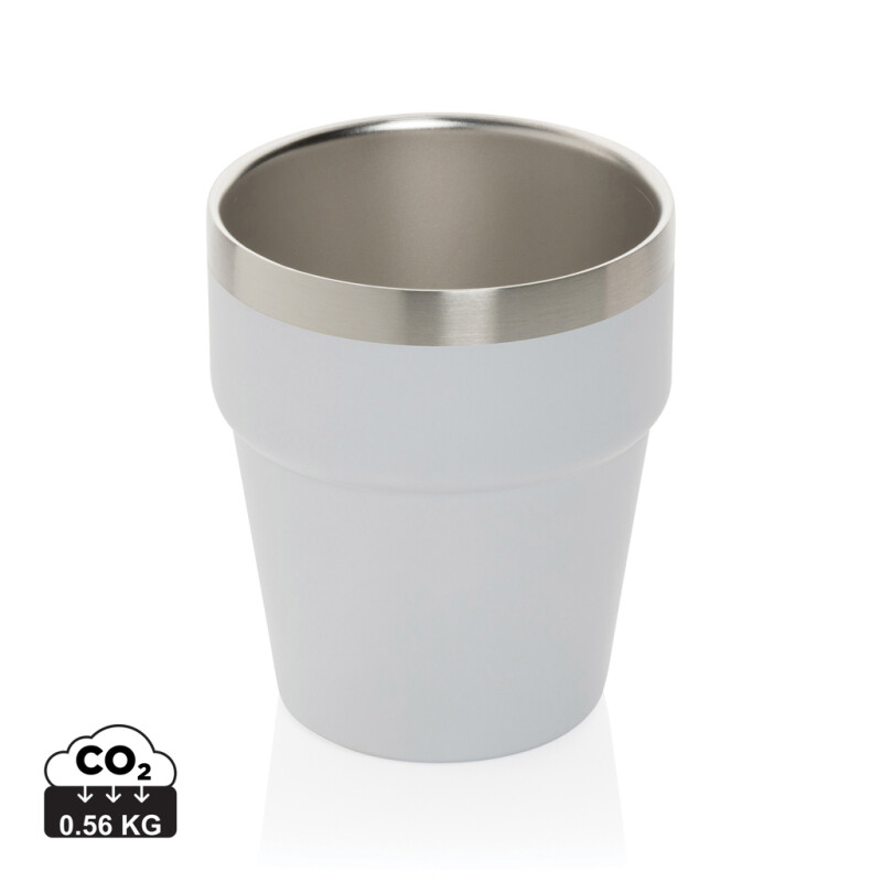 Hrnek s dvojitou stěnou, 300ml, recyklovaná ocel, bílý