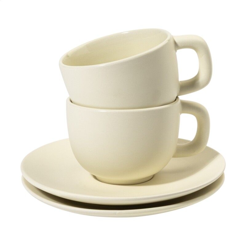 VANLION Sada 2 šálků a podšálků na cappuccino, béžová