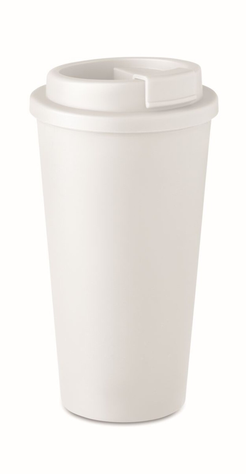 Pohárek s dvojitou stěnou a víčkem, objem 457ml, bílá