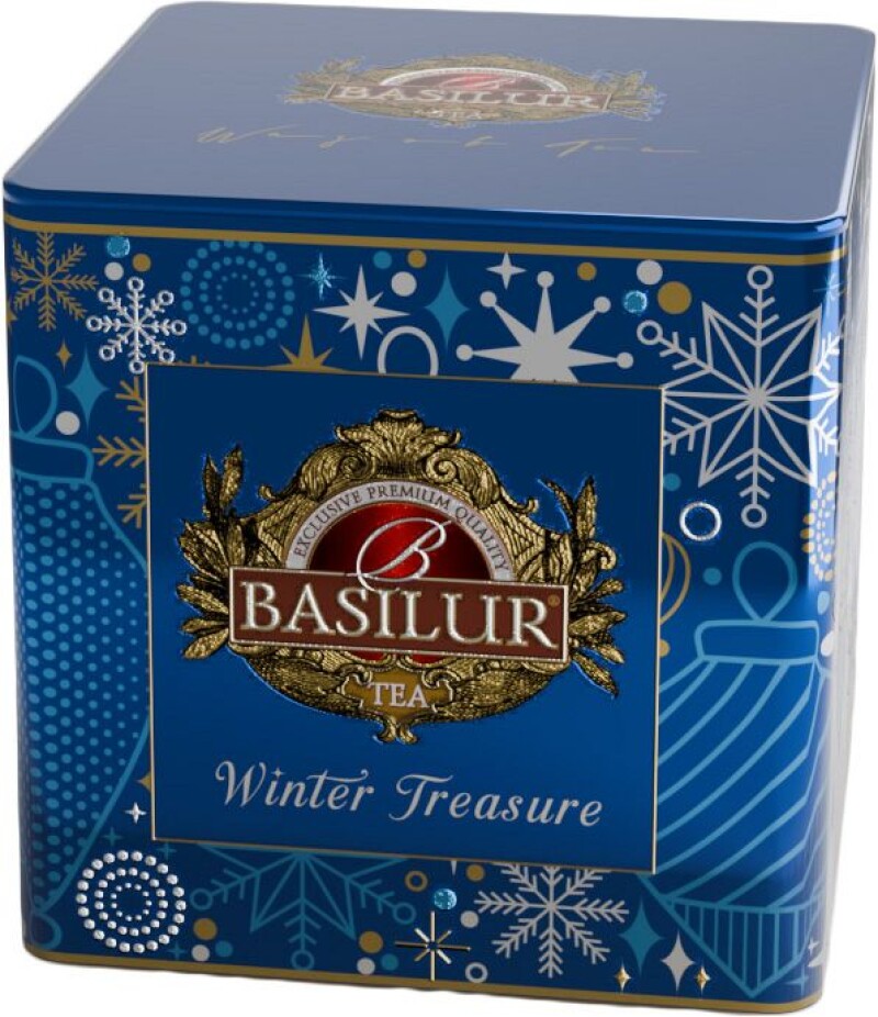 Basilur Festive Treats Seasons Treasure plech 75 g – Sypaný čierny čaj s čokoládou a gaštanom