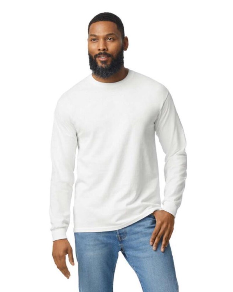 Pánské tričko GILDAN HEAVY COTTON ADULT s dlouhým rukávem, bílá, XXL