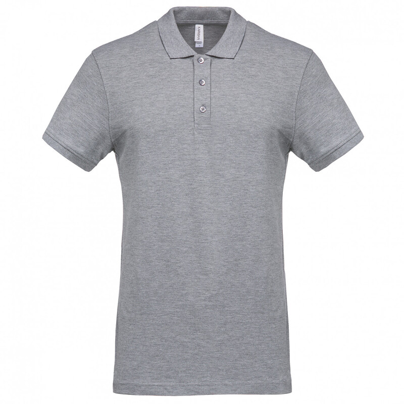 Pánské polotriko KARIBAN SHORT-SLEEVED PIQUÉ POLO SHIRT, světle šedý melír, M