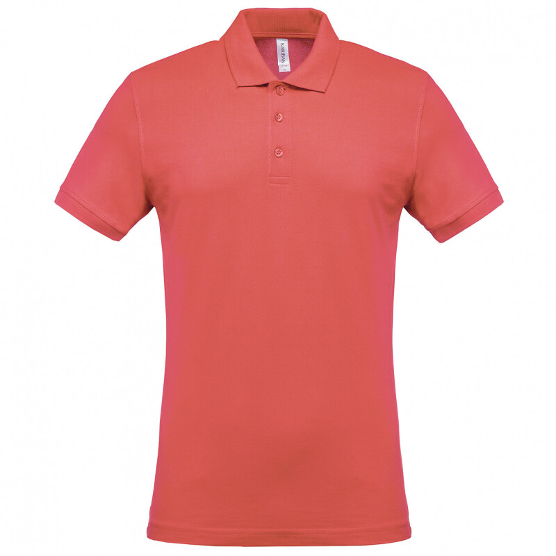 Pánské polotriko KARIBAN SHORT-SLEEVED PIQUÉ POLO SHIRT, korálově červená, M