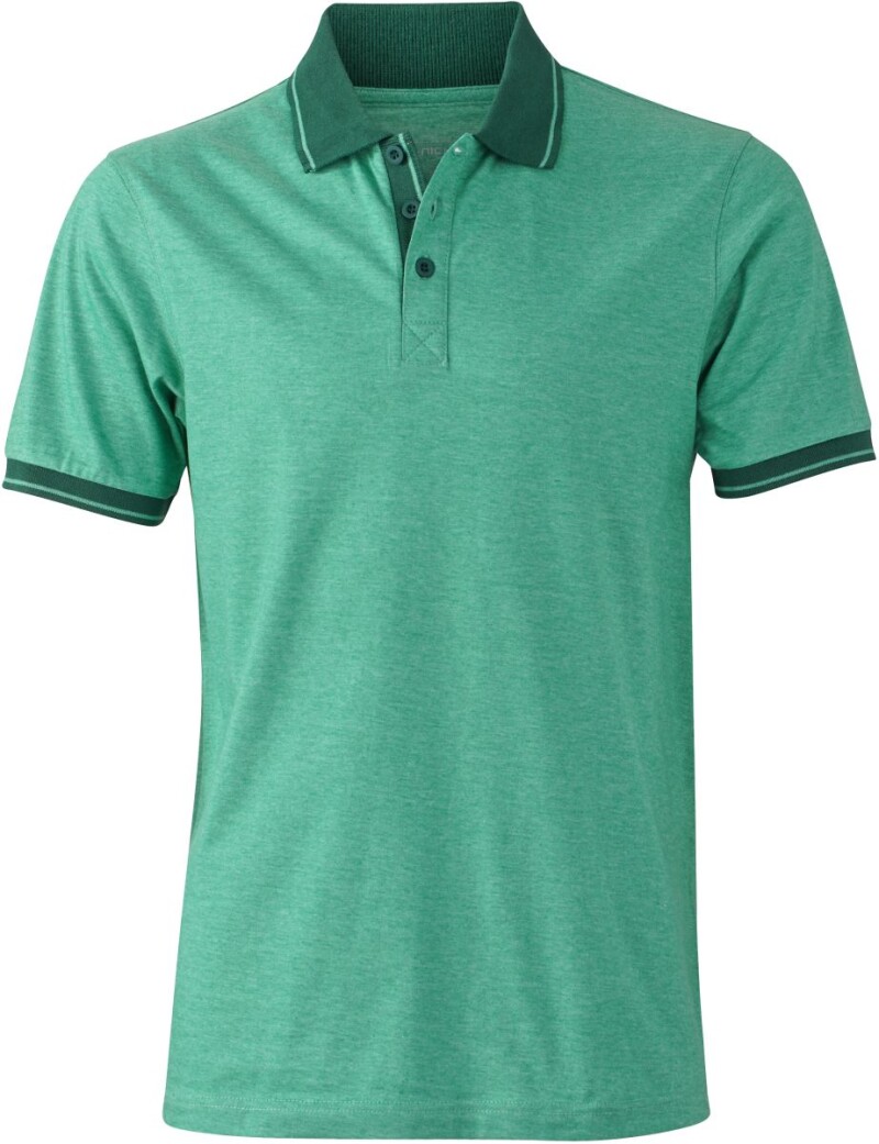 Pánska polokošeľa James Nicholson Polo Melange Men, zelená, veľkosť M
