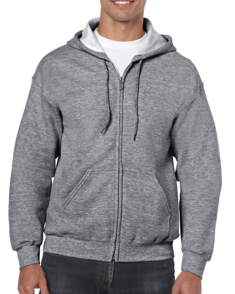 Pánská mikina GILDAN HEAVY BLEND ADULT FULL ZIP HOODED 271g, tmavě šedý melír, XL