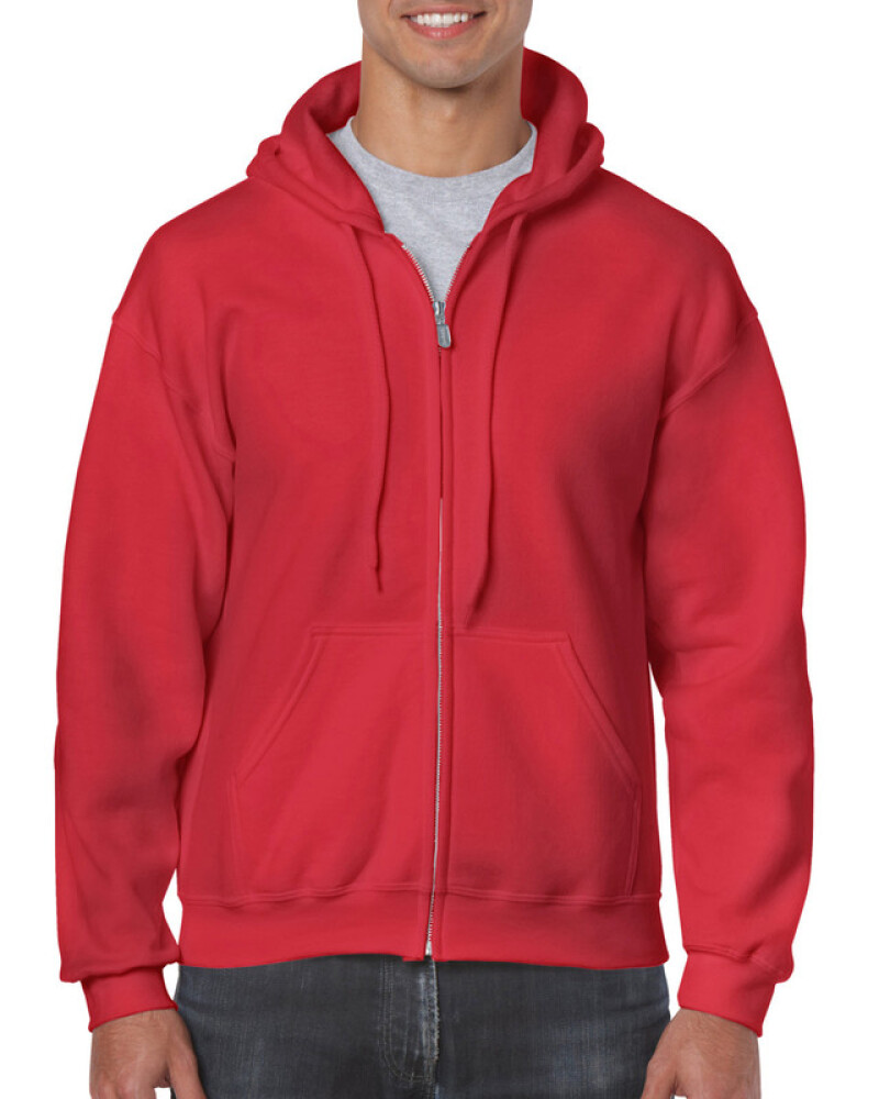 Pánská mikina GILDAN HEAVY BLEND ADULT FULL ZIP HOODED 271g, červená, M