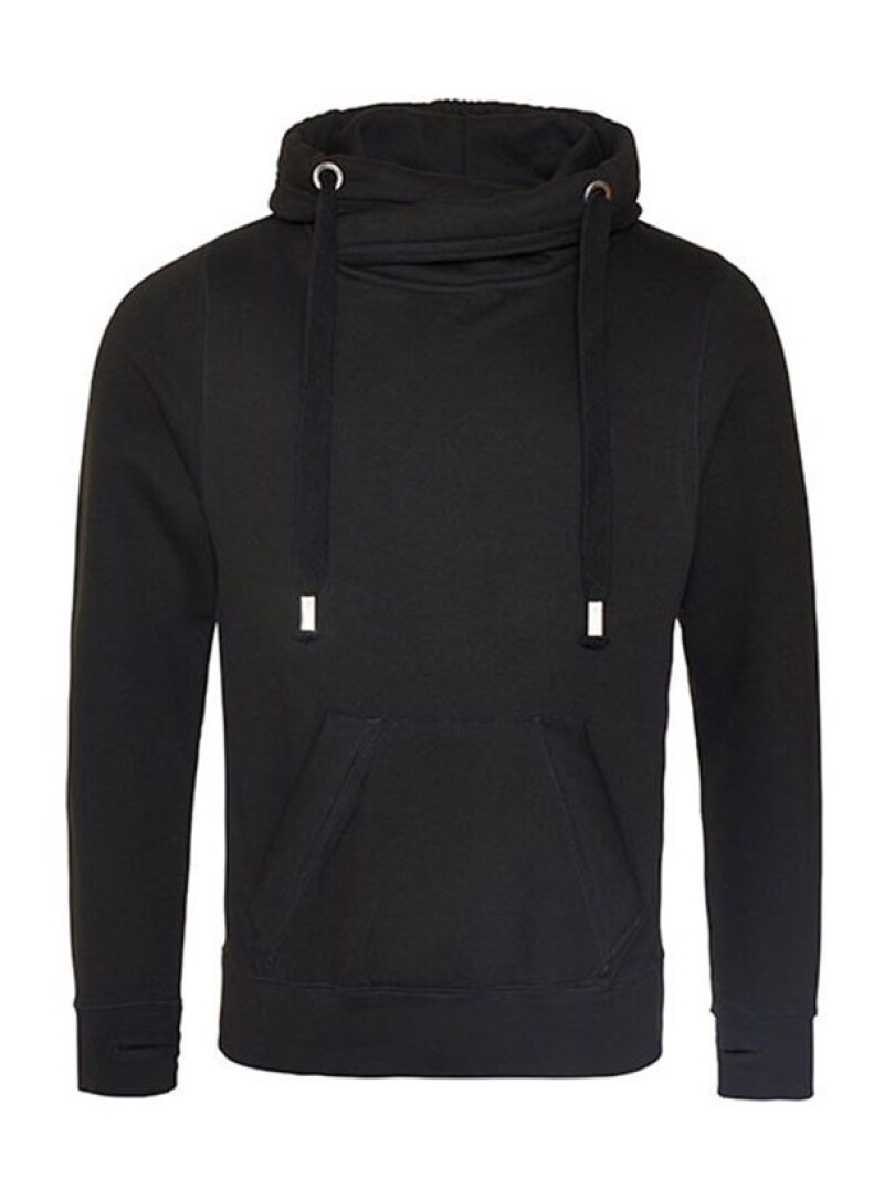 Unisex mikina s kapucňou Awdis Cross Neck Hoodie - čierna, veľkosť M