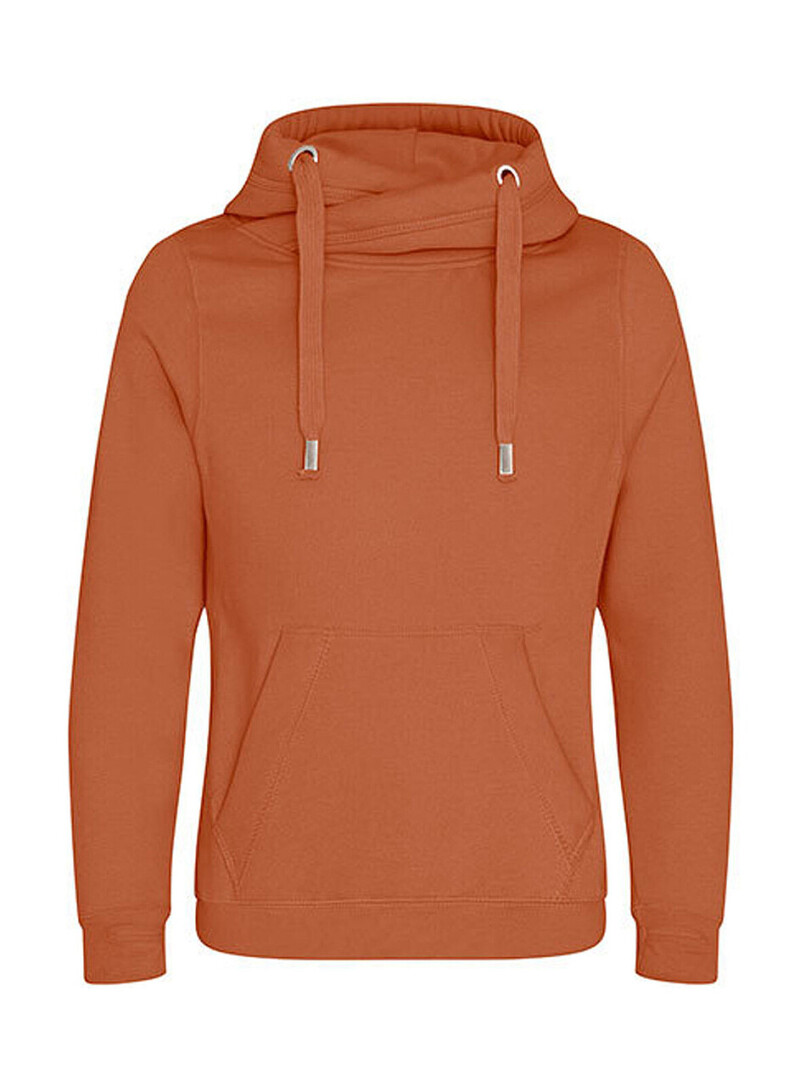 Unisex mikina s kapucňou Awdis Cross Neck Hoodie, tmavooranžová, veľkosť S