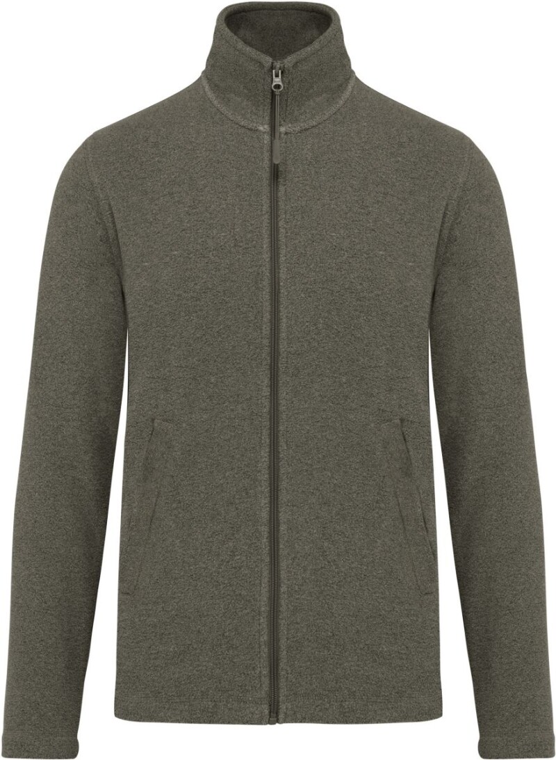 Pánská mikrofleecová mikina Kariban fleece jacket men, tmavě zelený melír, vel. 4XL