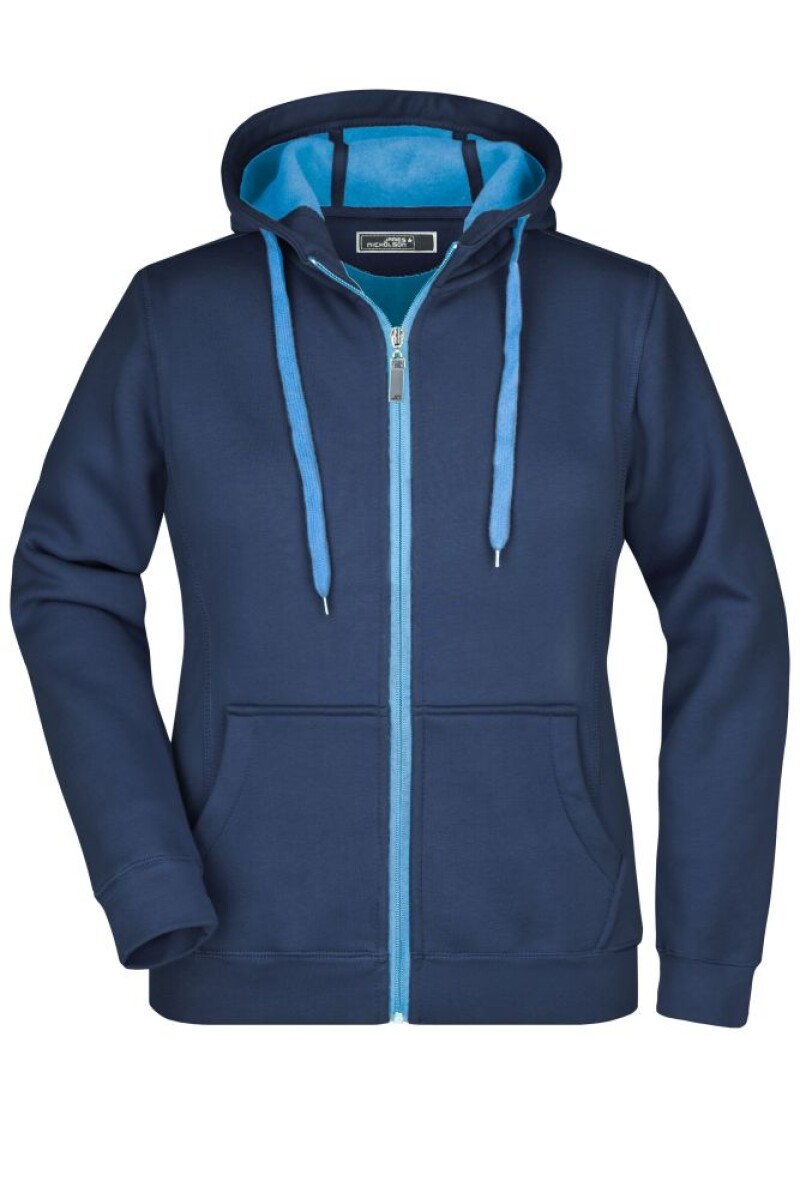 Dámská mikina James & Nicholson Doubleface, námořní modrá/modrá, velikost M