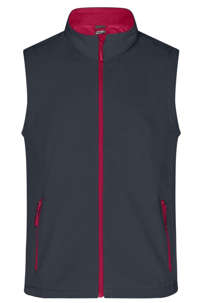 Pánská vesta James & Nicholson Promo softshell, tmavě šedá/červená, velikost 3XL
