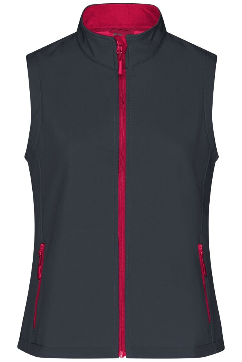 Dámská vesta James & Nicholson Promo softshell, tmavě šedá/červená, velikost M