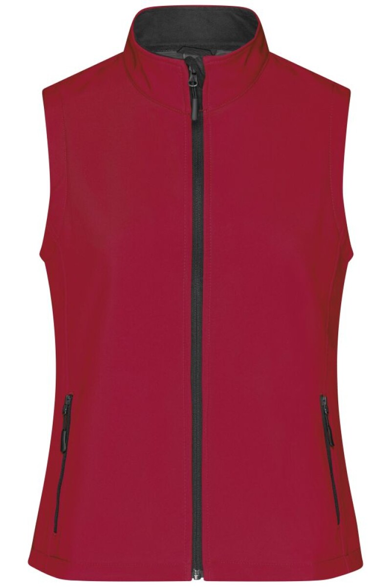 Dámská vesta James & Nicholson Promo softshell, červená/černá, velikost S