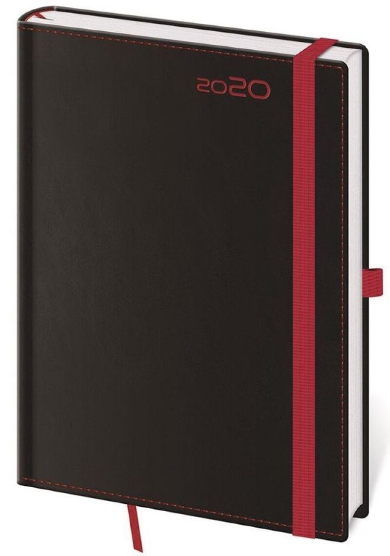 Black Red 2027 diář týdenní A5, černý s červenou gumičkou