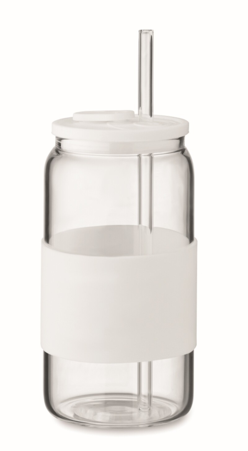 Borosilikátová sklenice 550ml s br, bílá