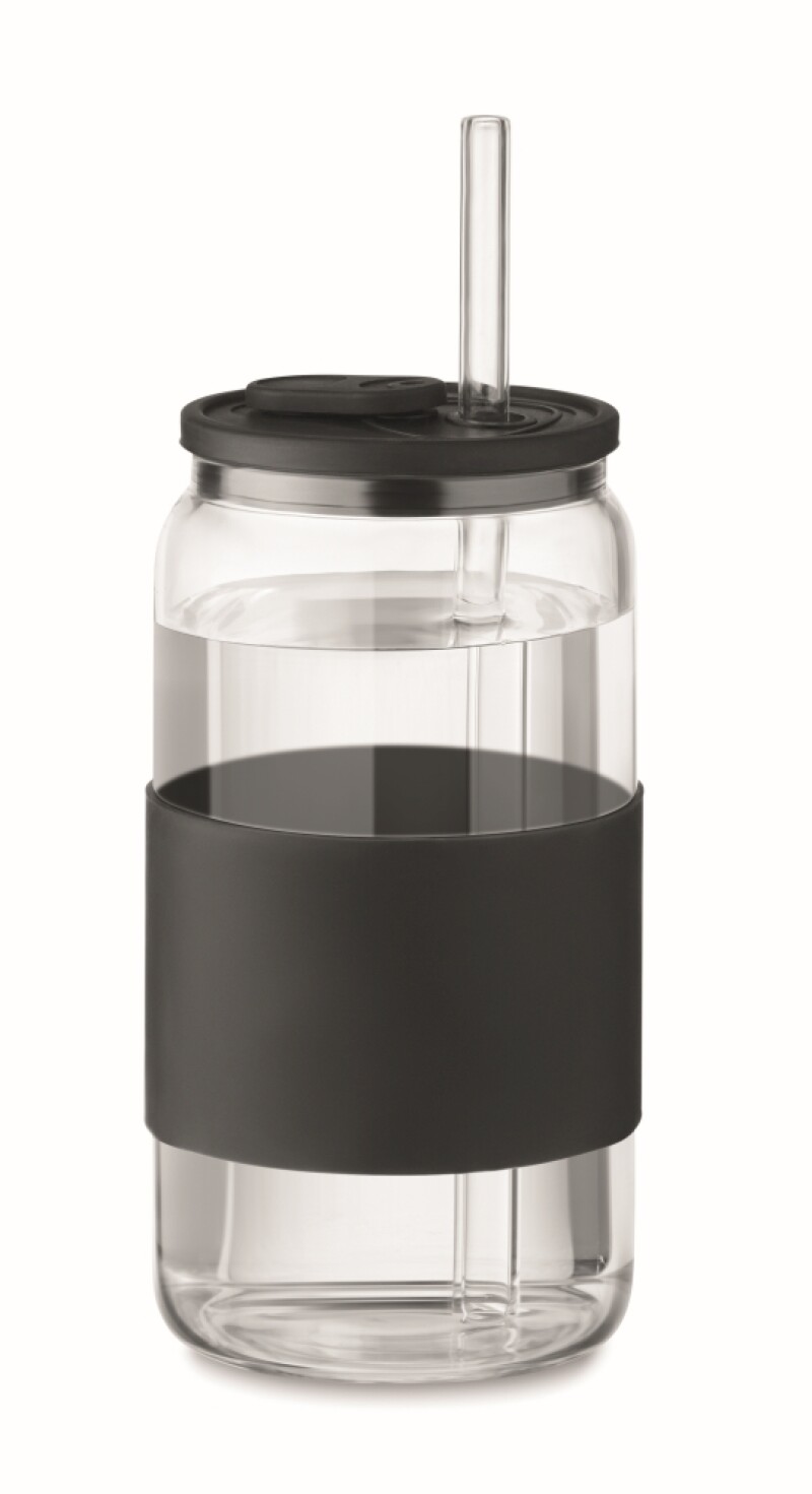 Borosilikátová sklenice 550ml s br, černá