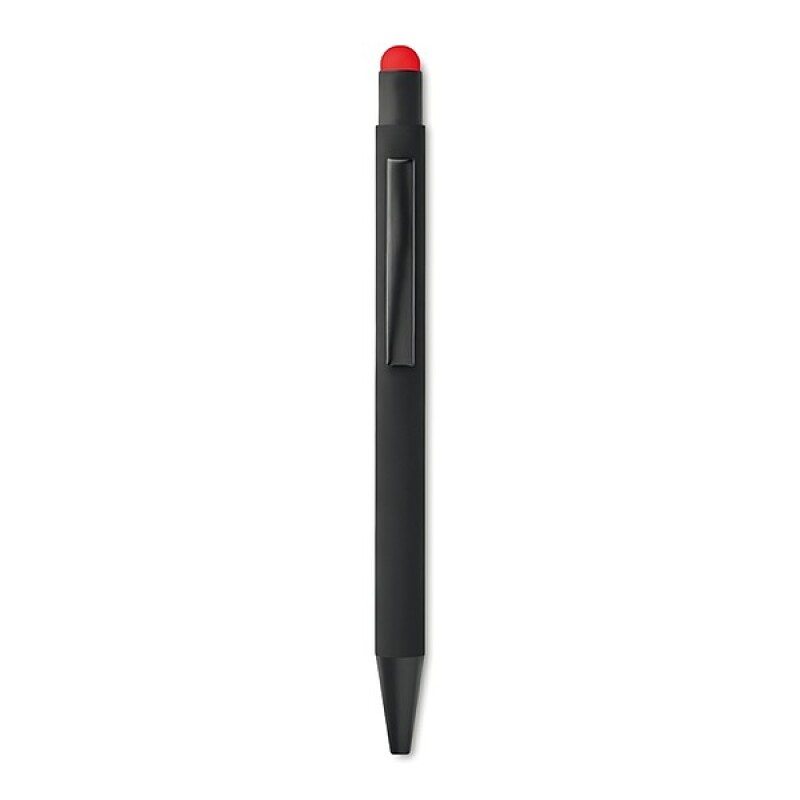 Černá hliníková propiska, vylaserované logo je stejné barvy jako stylus, modrá n., červená