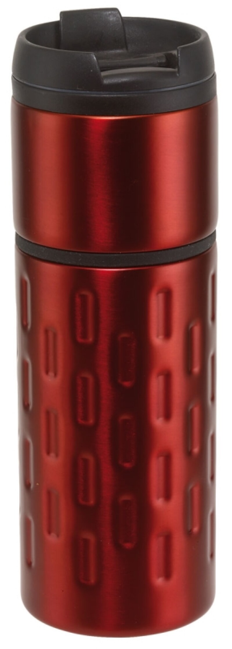 CONNIE Termohrnek 400ml, uvnitř plast, vně nerez, červený