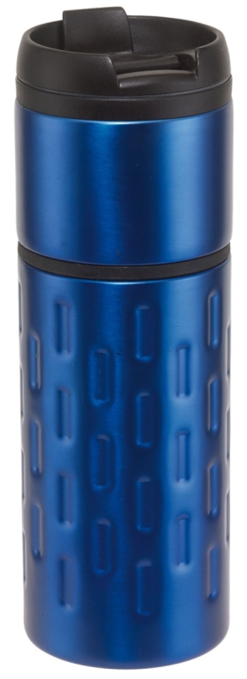 CONNIE Termohrnek 400ml, uvnitř plast, vně nerez, modrý