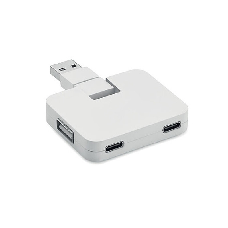 TOGAR Plastový čtyřportový USB rozbočovač, bílá