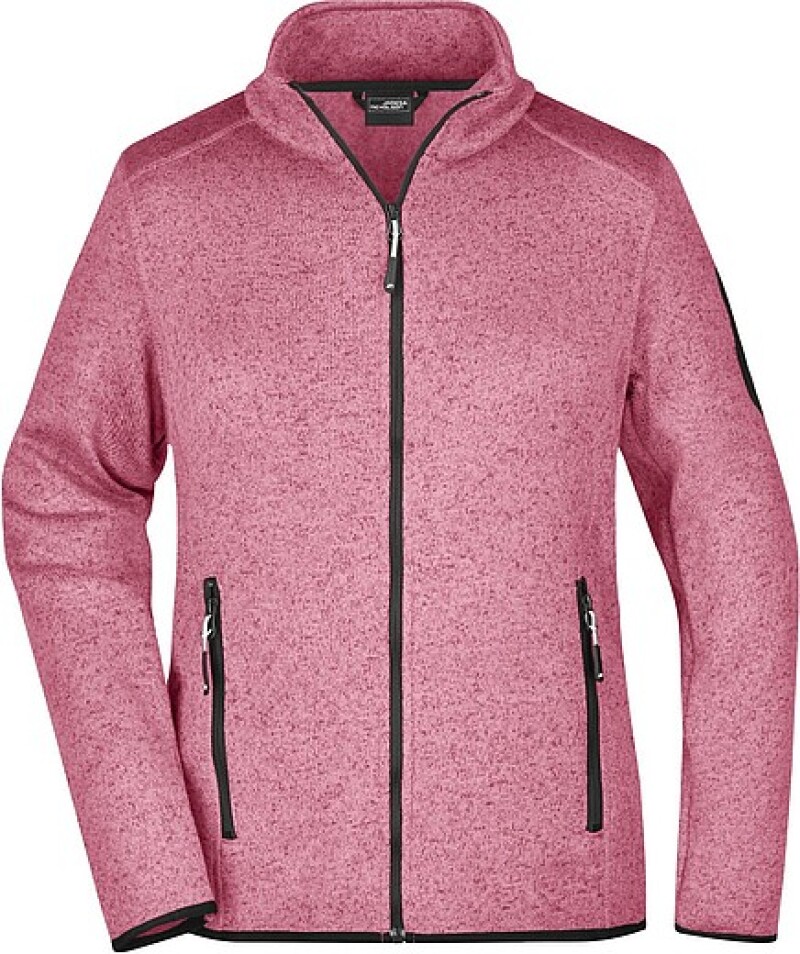 Dámská fleecová bunda James Nicholson knit fleece jacket women, růžová/bílá, vel. M