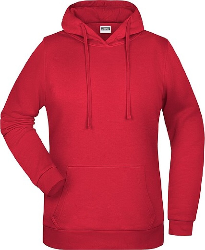 Dámská mikina s kapucí James Nicholson sweat hoodie women, červená, vel. XL