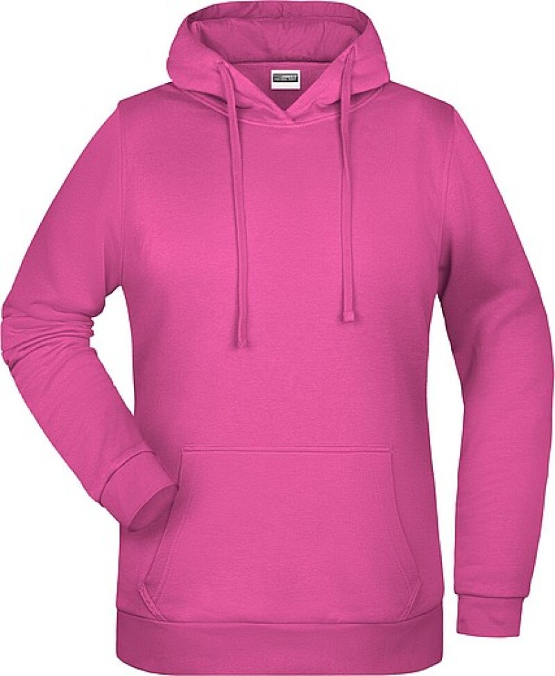 Dámská mikina s kapucí James Nicholson sweat hoodie women, růžová, vel. 3XL