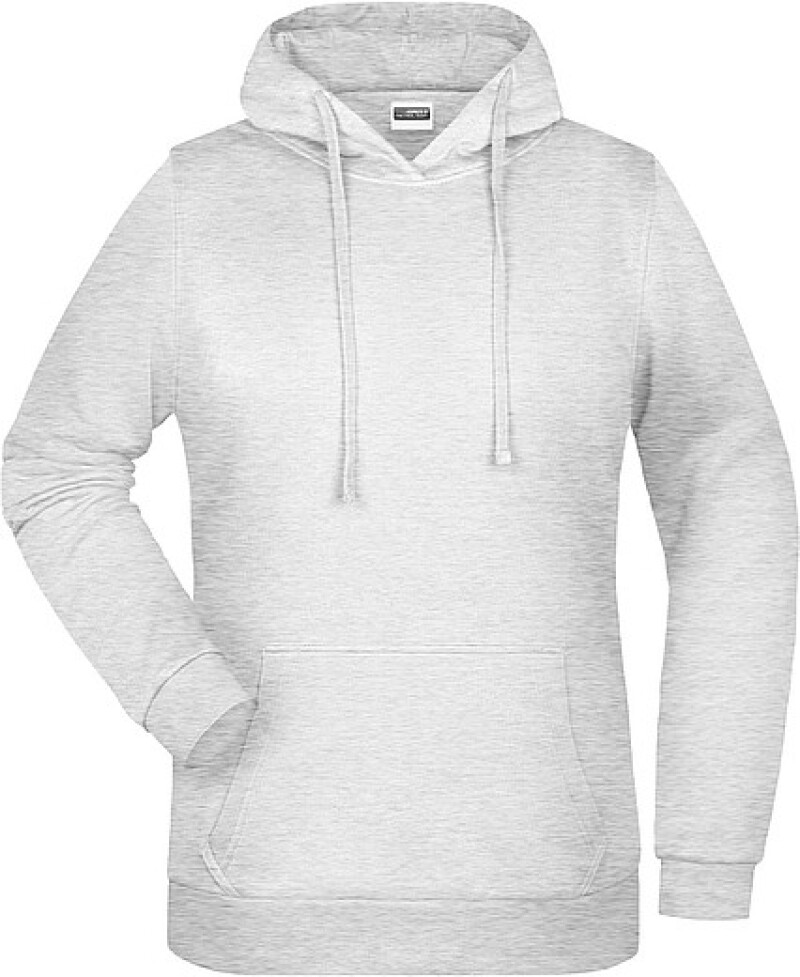 Dámská mikina s kapucí James Nicholson sweat hoodie women, sv. šedý melír, vel. L