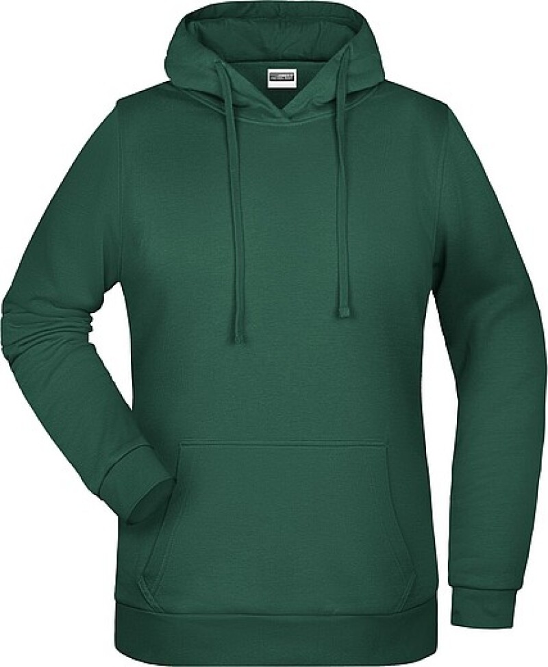 Dámská mikina s kapucí James Nicholson sweat hoodie women, tmavě zelená, vel. XL