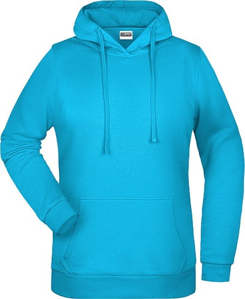 Dámská mikina s kapucí James Nicholson sweat hoodie women, tyrkysová, vel. L