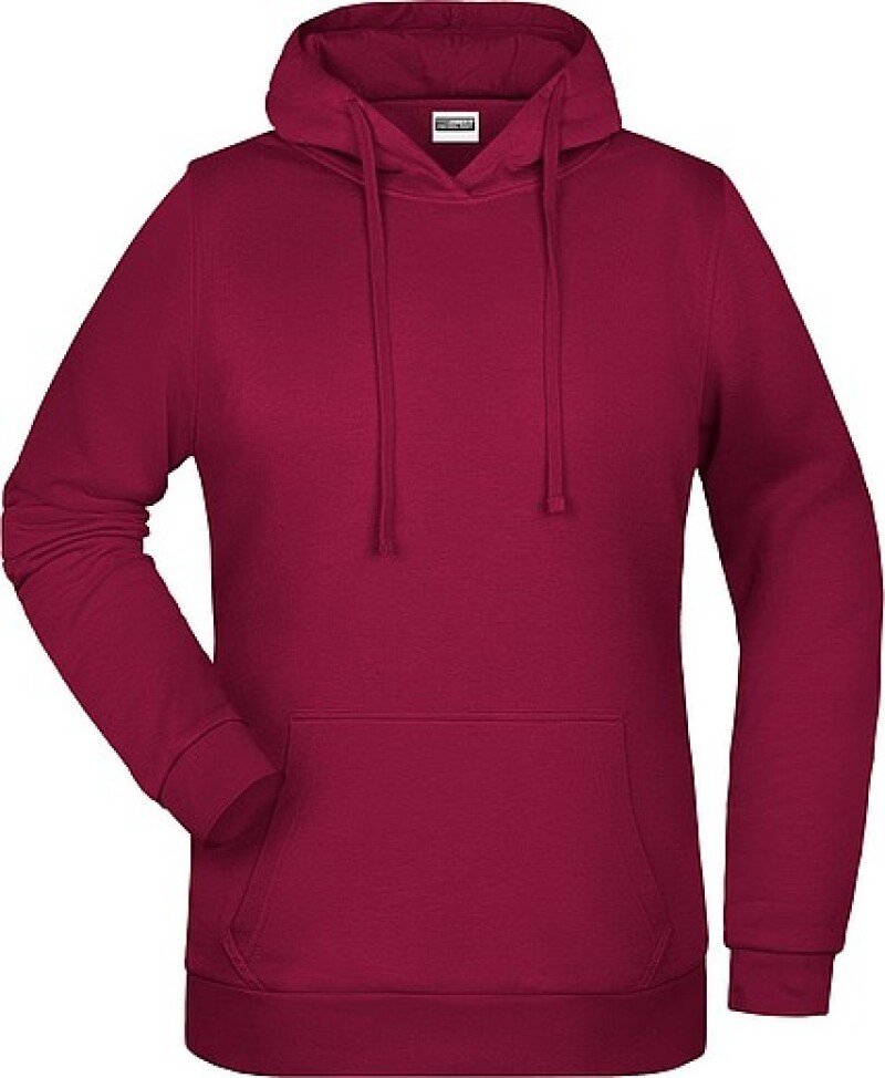 Dámská mikina s kapucí James Nicholson sweat hoodie women, vínová, vel. 3XL