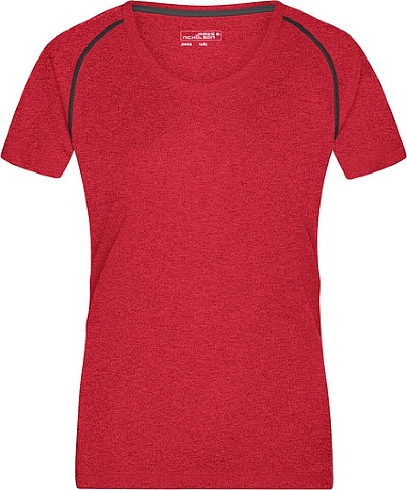 Dámské sportovní tričko James Nicholson sports T-shirt women, červený melír/černá, vel. M