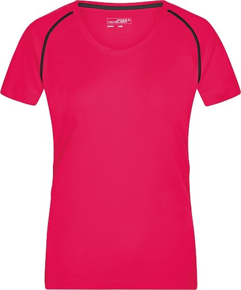 Dámské sportovní tričko James Nicholson sports T-shirt women, růžová/černá, vel. XL