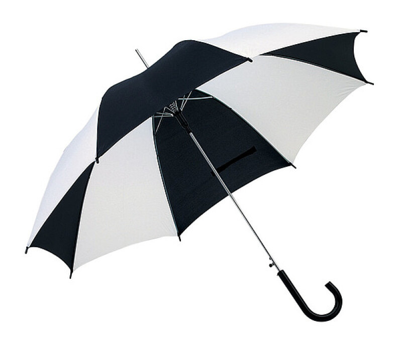 deštník černo bílý černá hůl, průměr 103 cm.