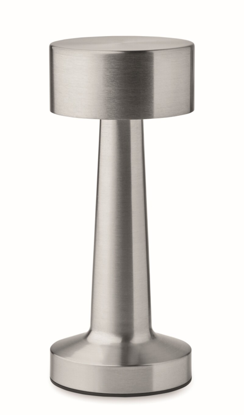 Dobíjecí kovová stolní lampa, stříbrná