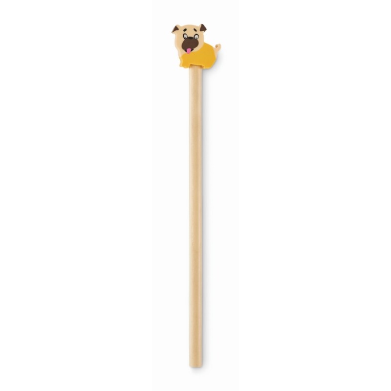 Dřevěná dětská tužka s gumou, béžová