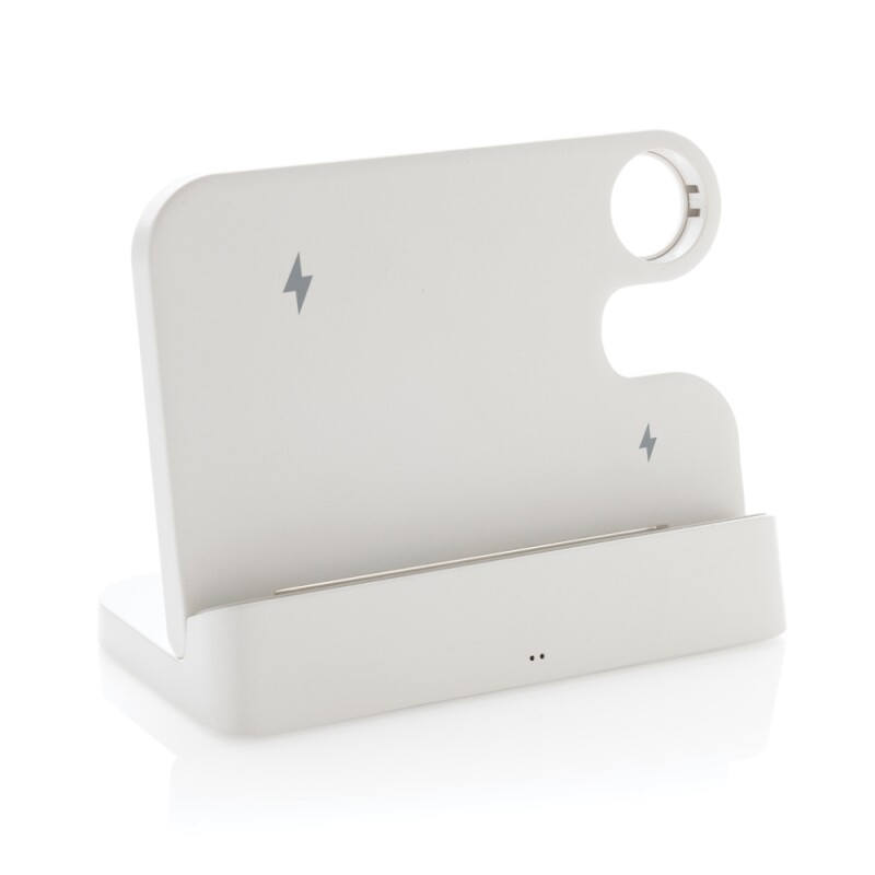 Duální nabíječka 15W Joltz z RCS plastu se slotem na iWatch, bílá