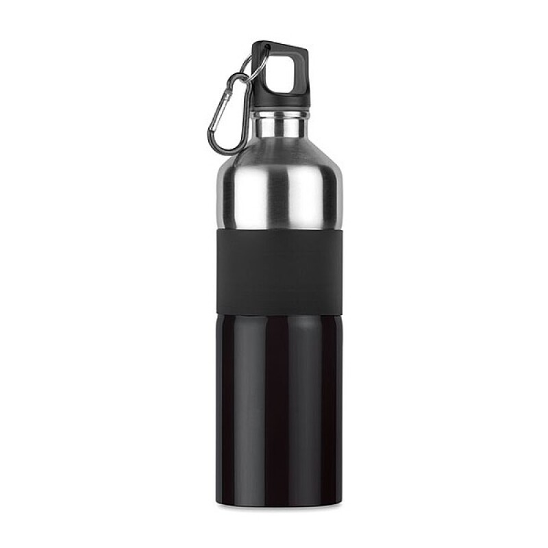 Dvoubarevná láhev na pití s karabinou, objem 750 ml, černá