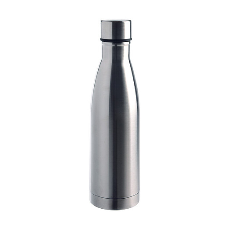 Dvoustěnná láhev na pití se šroubovacím víčkem, 500ml, stříbrná