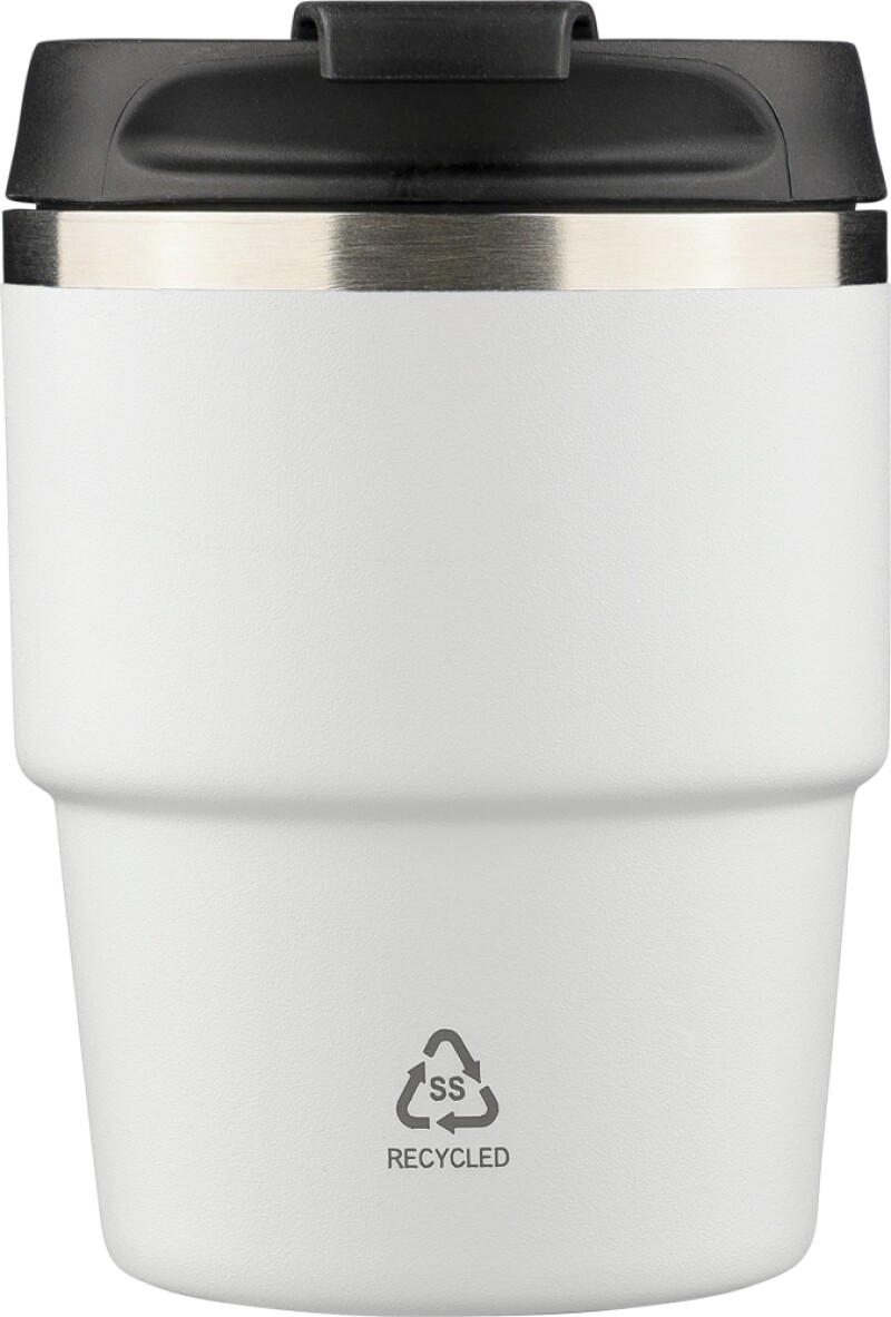 Dvoustěnný termohrnek z recyklované nerezové oceli, 175 ml, bílá