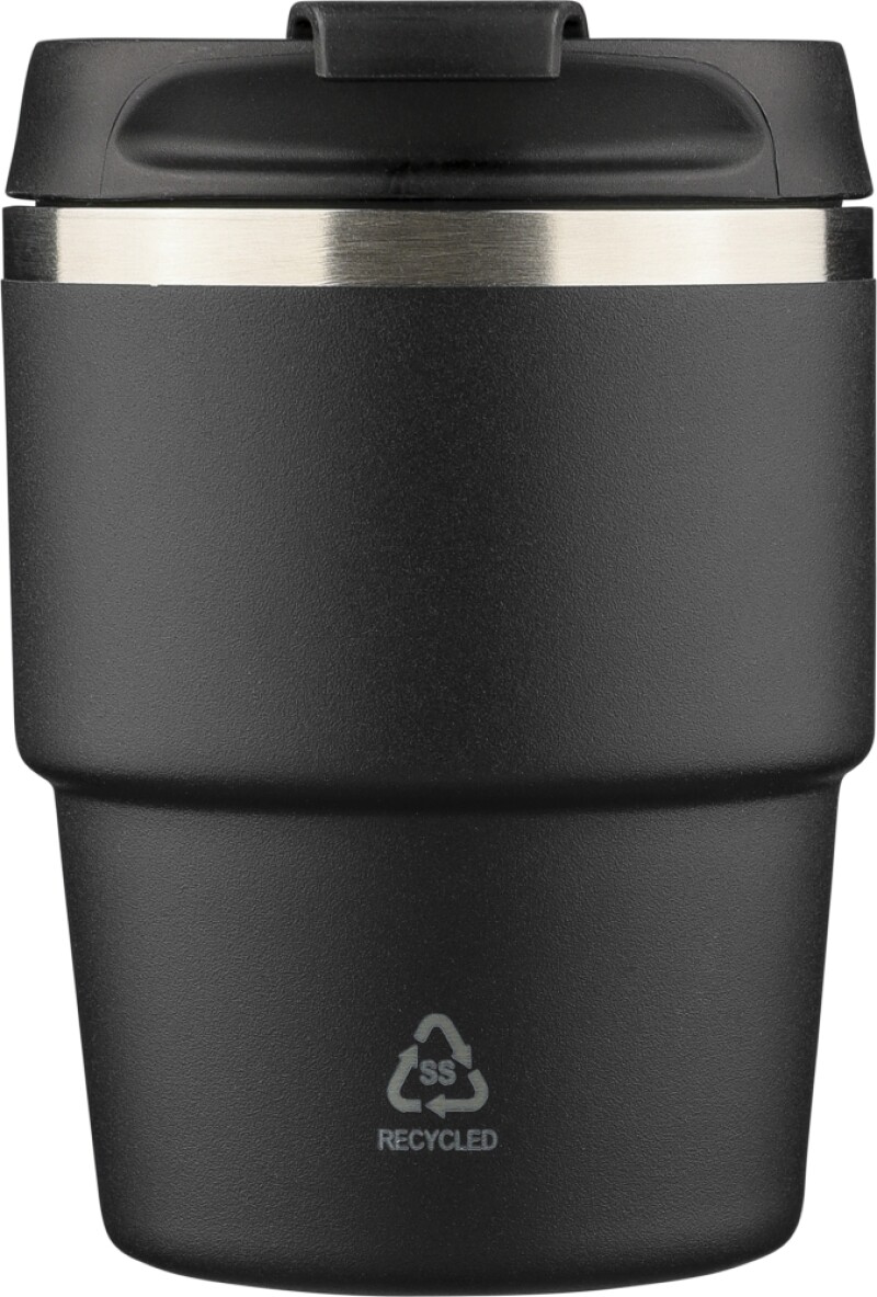 Dvoustěnný termohrnek z recyklované nerezové oceli, 175 ml, černá