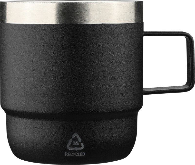 Dvoustěnný hrnek z recyklované nerezové oceli, 180 ml, černá