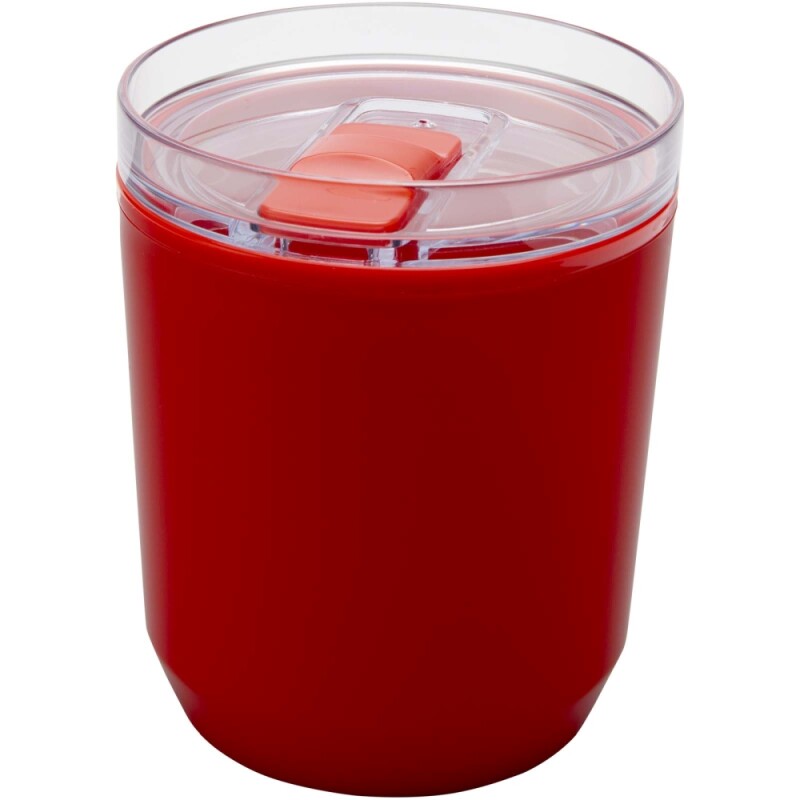 Dvoustěnný kelímek z recyklovaného plastu 180 ml, červená