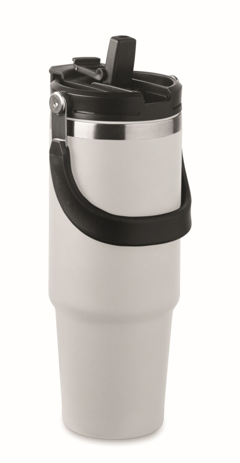 PITESTI Dvoustěnný XXL termohrnek z recyklované nerezové oceli, 850 ml, bílá