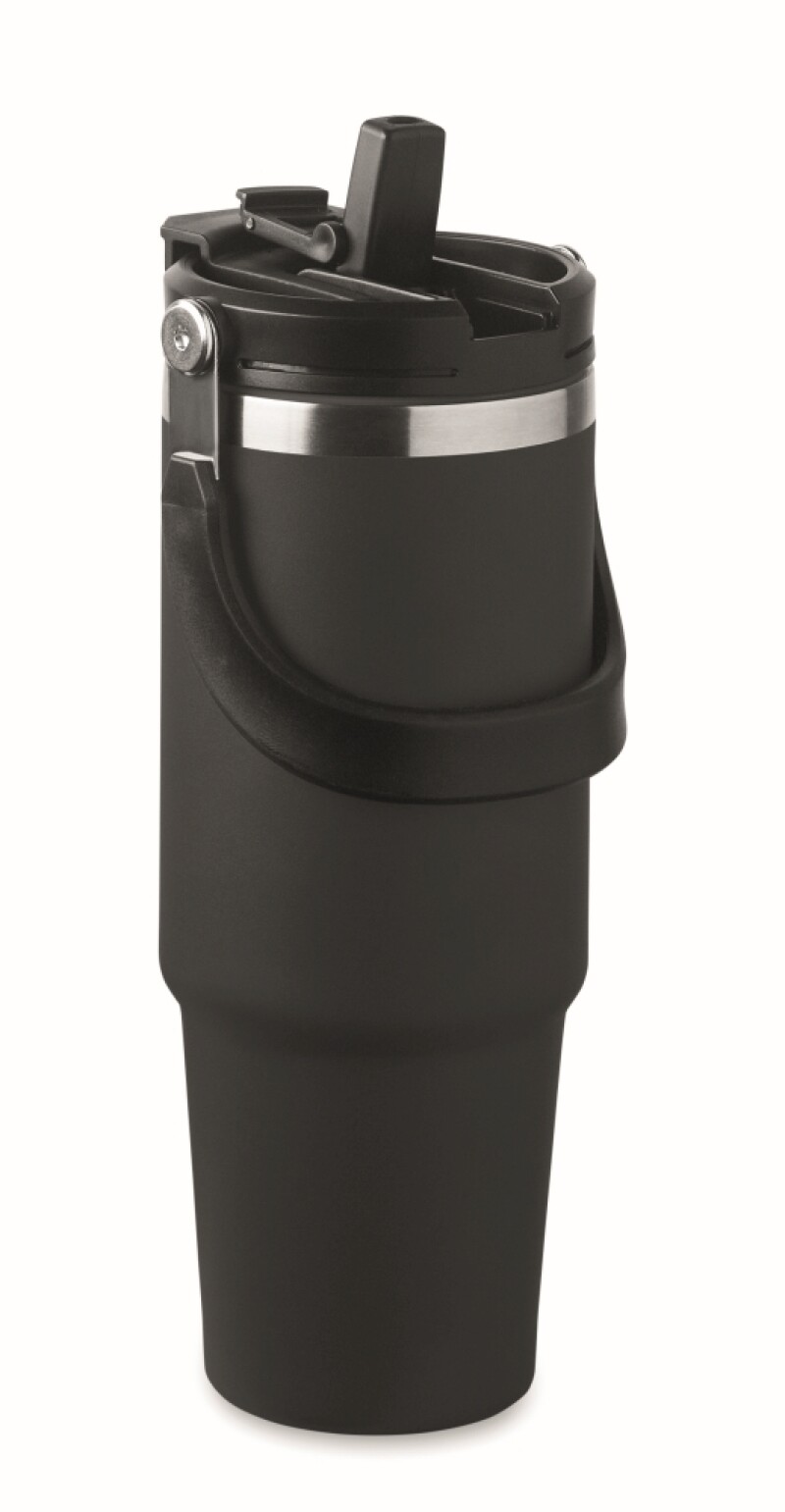 PITESTI Dvoustěnný XXL termohrnek z recyklované nerezové oceli, 850 ml, černá