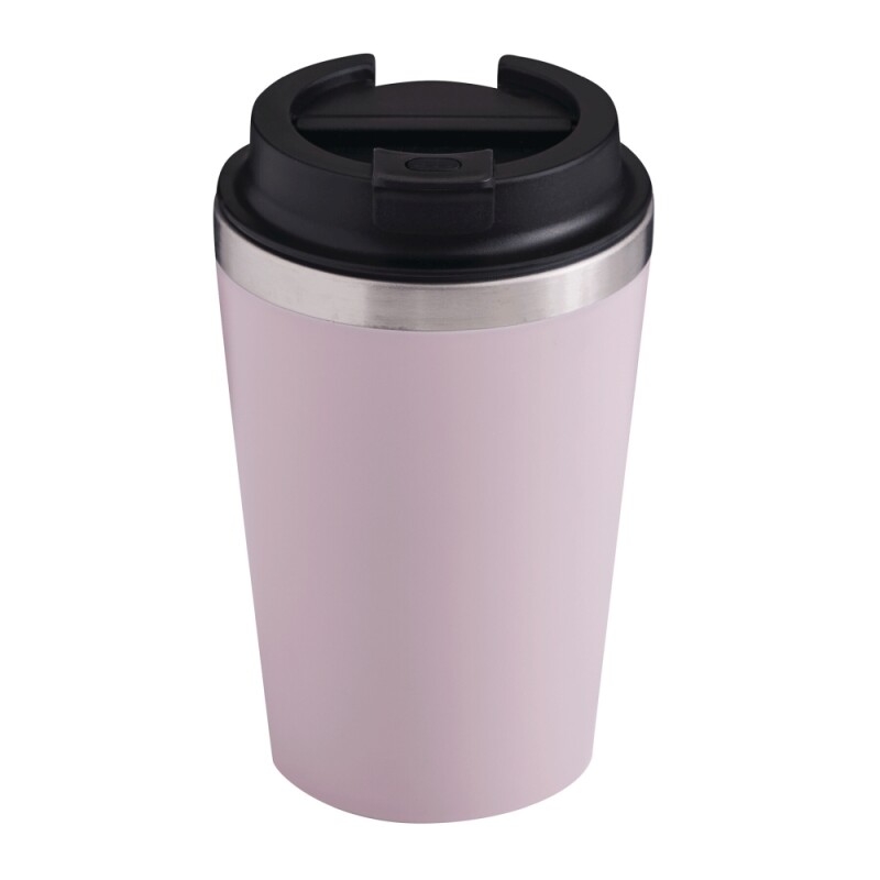 Dvouvrstvý termohrnek s víčkem, 350ml, uvnitř nerezový, zvenku plastový,růžová